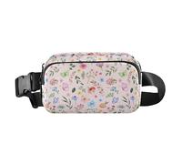 Watercolor Botanical Flowers Animals Stylish Crossbody Bag Waist Packs for Women Men Teens Waterproof Zipper Fanny Pack Sling Bag with Adjustable Strap for Travel Vacation Running, Watercolor