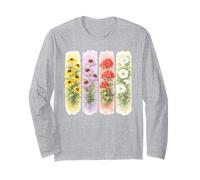 Watercolor Botanical Garden Flowers Design Long Sleeve T-Shirt