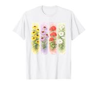 Watercolor Botanical Garden Flowers Design T-Shirt