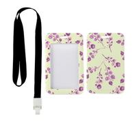 Watercolor Botanical ID Badge Holder with Black Lanyard, Ski Pass Holder, Vertical Cards Protector for Teacher, Vertical Name Badges Protector for Office, Nurse Essentials Delivery Driver Accessories