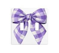 Watercolor Bow Lavender Check Pattern Double Gang Toggle Light Cover Wall Plate Switch Decor Standard Size - 11.4x11.4cm