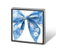 Watercolor Bow Pastel Blue with White Floral Toile Pattern Unisex Brooches & Pins Square Lightweight Lapel Badge Jewelry for Clothing Shawl Hat