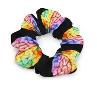 Watercolor Brain Colorful Women Scrunchies for Ponytail Holders Soft Satin Elastic Hair Ties for All Hair Types