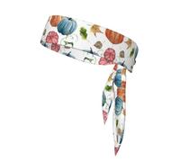 Watercolor Bright Pumpkin Double-sided athletic bandage with printed sports headband suitable for tennis ninja karate running and yoga