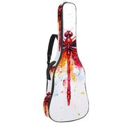 Watercolor Bright Red Dragonfly Padded Guitar Bag, Protective Acoustic Guitar Cover Gig Bag for Electric Bass Classical Guitar