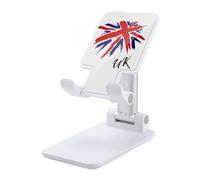 Watercolor British Flag Plastic Phone Stand Foldable Cellphone Holder for Desk Adjustable Accessories