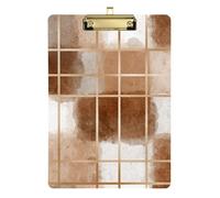 Watercolor Brown Plaid organizing clipboard Standard Hole for Nursing Student Trade Quest Size 9 x 12 Gold
