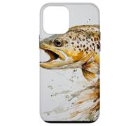 Watercolor Brown Trout Fishing Art Nature Design Case for iPhone 12 mini