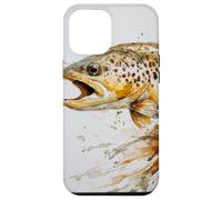 Watercolor Brown Trout Fishing Art Nature Design Case for iPhone 12 Pro Max