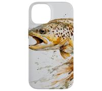 Watercolor Brown Trout Fishing Art Nature Design Case for iPhone 14