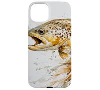 Watercolor Brown Trout Fishing Art Nature Design Case for iPhone 15 Plus