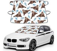 Watercolor Brown Walrus, Car Windshield Cover, Protective Windscreen Cover - Snow Ice Sun UV Dust Water Resistant - Fit for Most Cars