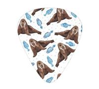Watercolor Brown Walrus Guitar Pick 12 Packs For Acoustic Electric Guitars Bass Or Ukulele With Three Different Thickness