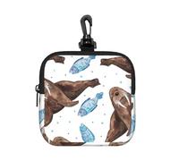 Watercolor Brown Walrus, Square Zipper Storage Bag, Neoprene Coin Purse, Small Wallets, Change Pouch, Change Purse