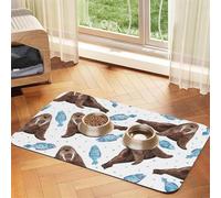 Watercolor Brown Walrus,Waterproof Pet Feeding Mat,PU Leather Placemats for Cat Dog Water Bowl,Food Mats,30x45cm