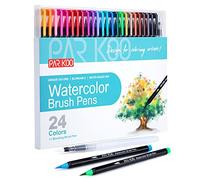 Watercolor Brush Pens, ParKoo 24 Colors Flexible Real Nylon Brush Tip Pens for Watercolor Painting, 1 Blending Brush, Paint Markers for Artists and Beginner Painters Coloring Books, Calligraphy