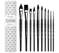 Watercolor Brush Set - 0 Professional Watercolor Paint Brushes for Artists - Soft Synthetic Squirrel Hair, Short Handles - Pointed Rounds, Flats, Dagger, Oval Wash for Water Color, Gouache
