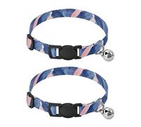 Watercolor Brush Strokes Blue Kitten Collar 2 Pack Collar for Puppy Adjustable Length 10.6" to 17.1"