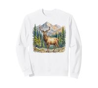 Watercolor Bull Elk Stag Deer Wildlife Graphic Sweatshirt