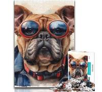 Watercolor Bulldog 1000 Piece Jigsaw Puzzles for Teenagers Gifts,Game Toys Every Piece Is Unique - Challenging Family Fun Game 38x26cm