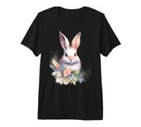 Watercolor Bunny Rabbit Spring Floral Pastel Design Premium T-Shirt
