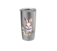 Watercolor Bunny Rabbit Spring Floral Pastel Design Stainless Steel Insulated Tumbler
