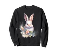 Watercolor Bunny Rabbit Spring Floral Pastel Design Sweatshirt