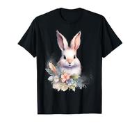 Watercolor Bunny Rabbit Spring Floral Pastel Design T-Shirt