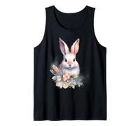 Watercolor Bunny Rabbit Spring Floral Pastel Design Tank Top
