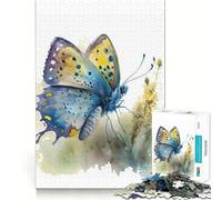 Watercolor Butterfly 1000 Piece Jigsaw Puzzles for Teenagers Recall Fun Play Tight Interlock No Gaps Family Fun Night Activity (38x52cm)