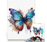 Watercolor Butterfly Adults 1000 Pieces Puzzle Mental Fun Game Advanced Laser Cutting Tech Amusing Challenge for Waiting Time (50x75cm)