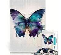Watercolor Butterfly Adults 1000 Pieces Puzzle Mental Fun Game Advanced Laser Cutting Tech Amusing Challenge for Waiting Time (50x75cm)