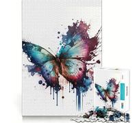 Watercolor Butterfly Adults Puzzles 1000 Piece Jigsaws Recall Skill Fun High Precision Die Cut Easy to Learn Family Enjoyment (38x52cm)