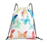 Watercolor Butterfly Bird Unisex Drawstring Bag Portable Drawstring Backpack Waterproof Swimming Bags For Sports Beach Gym