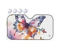 Watercolor Butterfly Car Windshield Sun Shade Foldable Car Front Window Sunshade for Sun, Heat and UV Rays, Auto Sun Blocker Visor Protector for Cars, SUVs Medium