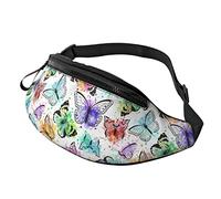 Watercolor Butterfly Casual Fanny Waist Pack for Men Women Adjustable Belt Waist Bag for Traveling Hiking Cycling Running Festival Rave