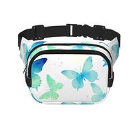 Watercolor Butterfly Double Layer Waist Bag Pack Bird Bum Bag Fanny Pack for Men Women, Adjustable Belt Bag for Travel Hiking Running Cycling Festival
