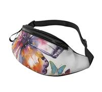 Watercolor butterfly Fanny Pack for Men Women, Waterproof Sports Waist Bag Fashion Belt Bag Crossbody Bags Hip Bum Bag with Adjustable Strap Large Sling Bag Purse for Travel Hiking