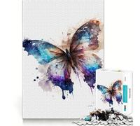 Watercolor Butterfly Jigsaw 1000 Piece Mind Skill Play Stable Fit No Shifting Parts Enjoyable Pastime for Long Weekends (38x26cm)