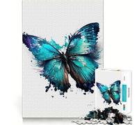 Watercolor Butterfly Jigsaw 1000 Pieces for Teenagers Memory Train Fun Clean Seamless Connection Relaxing Indoor Group Activity (50x75cm)