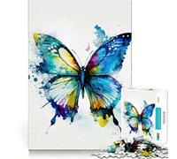 Watercolor Butterfly Jigsaw 1000 Pieces Memory Skill Fun Smooth Edge Perfect Interlock Fun-filled Way to Fill Empty Hours (38x52cm)