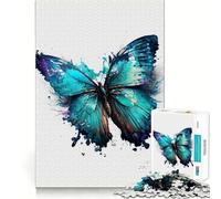 Watercolor Butterfly Jigsaw for Teenagers 1000 Pieces Mind Boost Fun Clean Cut Sturdy Components Heartwarming Gathering Activity (38x26cm)