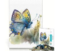 Watercolor Butterfly Jigsaw Puzzle 1000 Recall Fun Play Advanced Laser Cutting Tech Holiday Indoor Entertainment Toy (50x75cm)