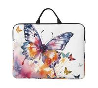 Watercolor Butterfly Laptop Case Sleeve 14 inch Shockproof Protective Notebook Case Travel Laptop Bag with Handle Waterproof Computer Cover Briefcase Handbags for Men Women