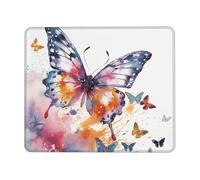 Watercolor butterfly Mouse Pad with Stitched Edge, Comfortable Mouse Pads with Non-Slip Rubber Base Gaming Mouse Mat Washable Mousepads Computers Laptop Desk Accessories for Office 7 x 8.6 in