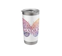 Watercolor Butterfly Travel Mug Personalized Name Sandra Stainless Steel Insulated Tumbler