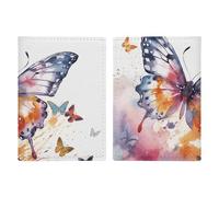 Watercolor Butterfly Travel Passport Holder with Credit Card Slots And Boarding Pass Slot Passport Book Holder for Passports Credit Cards Boarding Passes