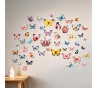 Watercolor Butterfly Wall Stickers - Removable Self-Adhesive Window Decals for Home Decor, Nordic Style PVC Wall Art for Living Room Bedroom, 2 Pack (30x60cm per Sheet)