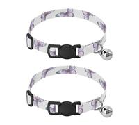 Watercolor Butterfly White Blue Easy to Clean Kitten Collars 2 Pack Comfortable Cat Collar