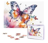 Watercolor Butterfly Wooden Puzzles 1000 Pieces Personalized Jigsaw Puzzle For Adults Interesting Custom Photo Puzzles Gift For Holiday Birthday Wedding Anniversay